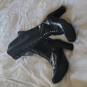 Knee high lace up boots